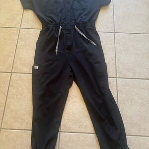 Black Wonderwink scrub Jumpsuit with Drawstring Waist